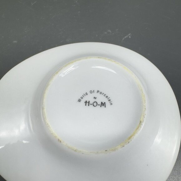 World Of Porcelain By HOM Dish Trinket Plate Spoon Rest Holder Blue Flowers VTG - Picture 6 of 11